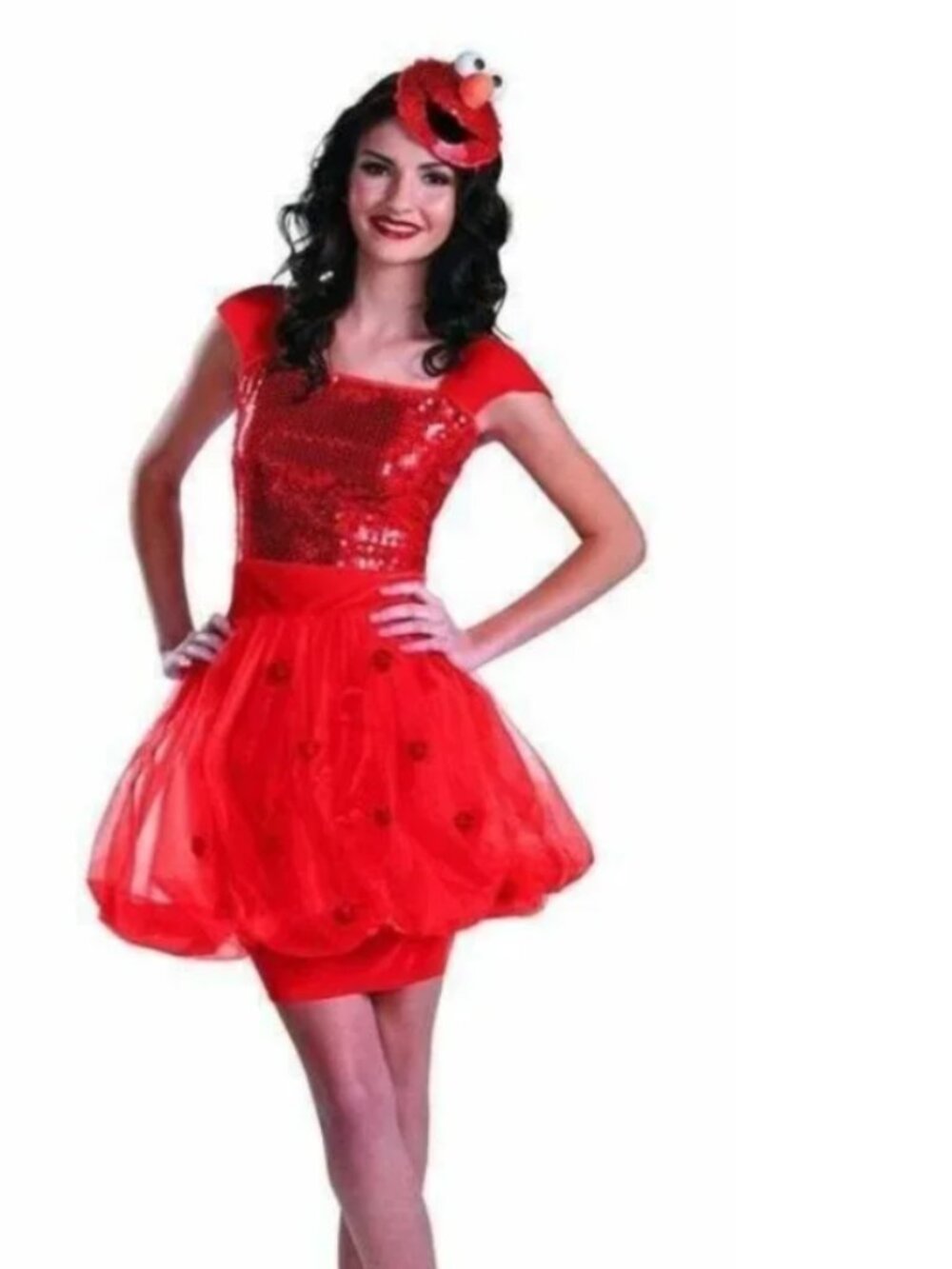 Elmo Sesame Street Halloween Costume 4/6 Sequined Glam Dress Party 2 Pc Womens